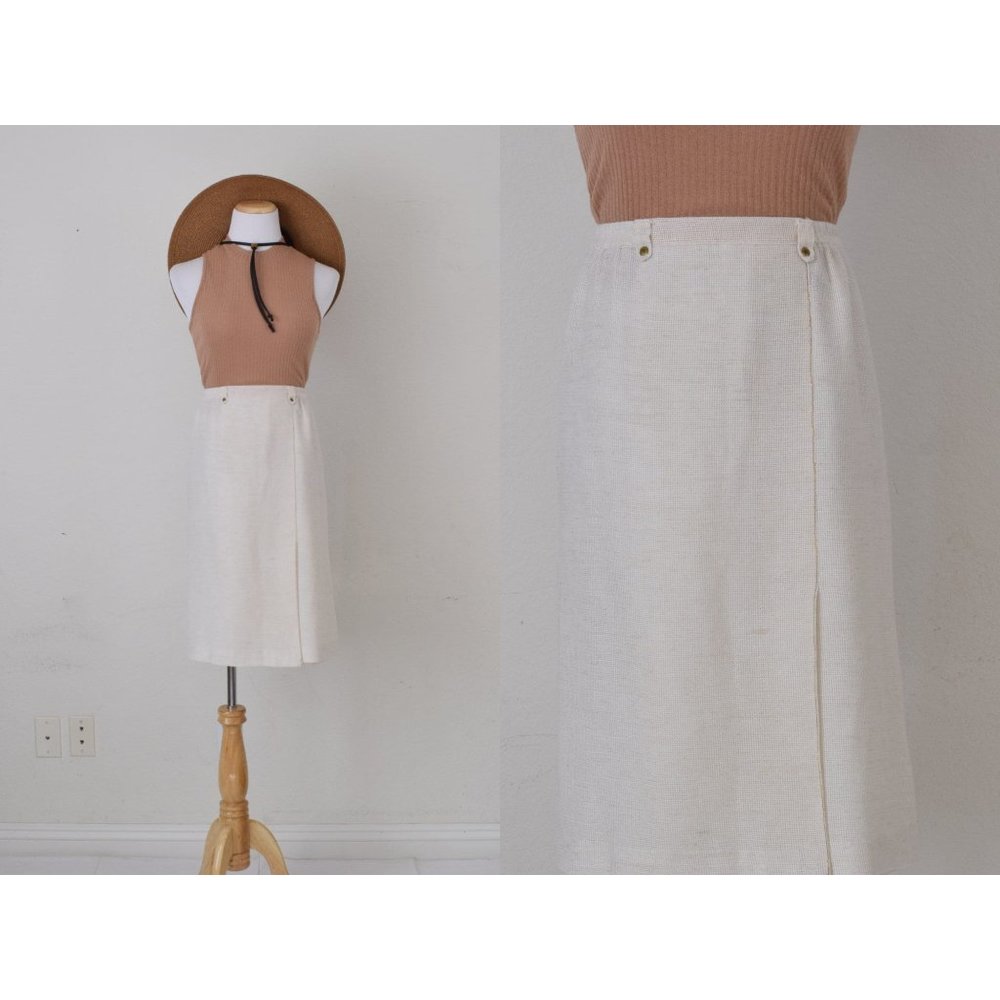 Vintage 90s Straight Lined Mesh Fabric Skirt | 22-24‎ waist